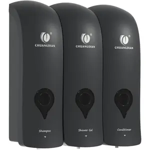 Shampoo Conditioner  Wash Dispenser, Wall-Mounted Bathroom Soap Dispenser Set of 3 (Black), Refillable Shower Soap Shampoo Dispenser for Bathroom,Kitchen,Hotel and Airbnb