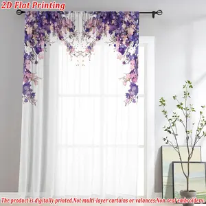 Transparent Thin Sheer Curtain with Floral Pattern, Durable Polyester Fabric, Anti-Fade, Wrinkle Resistant, Washable, Home Decor