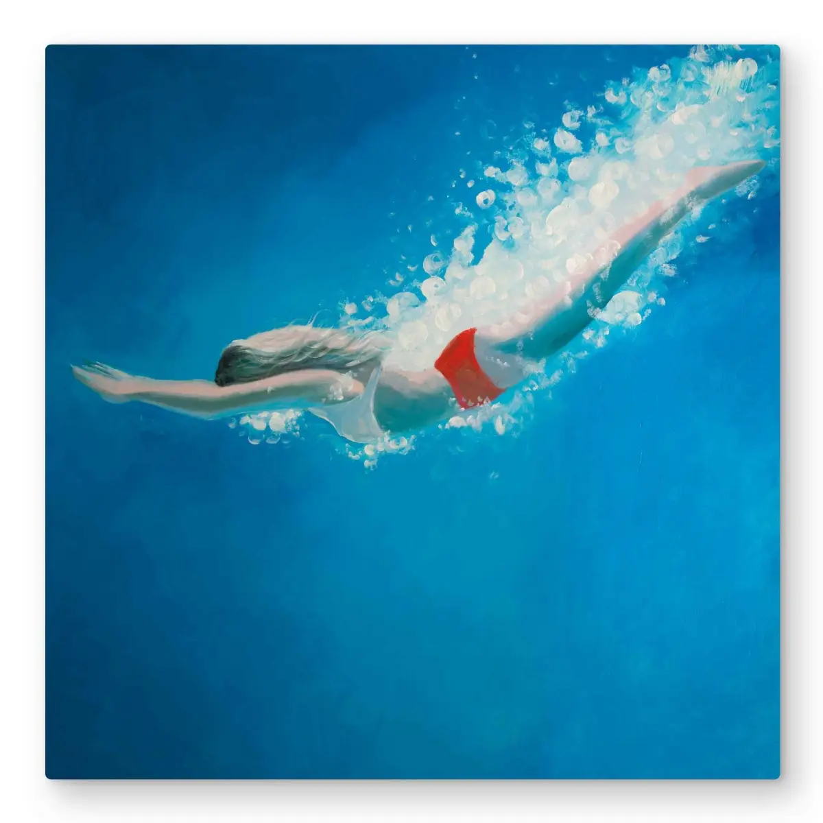 Begin Home Decor C1MP3232CHCGOK 32 x 32 in. Diving Jump - Marine Blue Metal Print Wall Art for Home Decor - Art