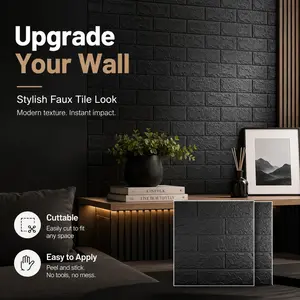 50pcs Wall Tile Stickers, Foam Brick Pattern Peel and Stick Wallpaper, Self-Adhesive Ceiling Wall Decals, Easy Peel, Clean, Cut, Kitchen, Living Room Decor