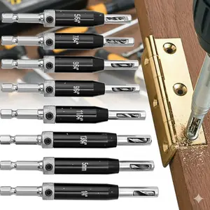 Precision Self-Centering Hinge Drill Bit Set, High-Accuracy Stainless Steel Guide for Wood & Metal, Industrial Anti-Slip Hard Alloy Bits, Heavy-Duty Anti-Breakage Kit for Furniture Making, DIY & Professional Installation.