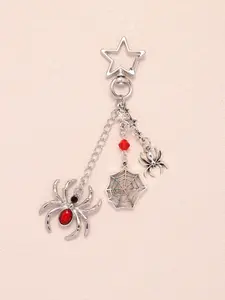 Spider Pendant, Star Pendant, Crystal Spider Web Keychain, Hand Chain or Bag Charm, Unisex, Ideal Holiday Gift