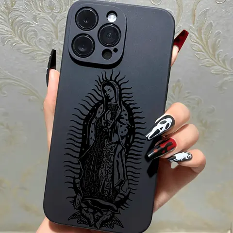 Soft Silicone Protective Phone Cover Shockproof with Virgin Mary Pattern, Drop Protection Casing for iPhone 17 16 Pro Max 15 Plus 14 13 12 11 Air XS XR Smartphone Accessories