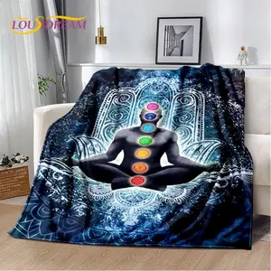 3D Yoga Zen Naturalize Meditation Rainbow 7 Chakra Blanket,Flannel Throw Blanket for Home Bedroom Bed Sofa Picnic Office Hiking Children's Day Thanksgiving Valentine's Day comfortable and soft gift