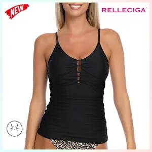 RELLECIGA Women's Ruched Tankini Top Women's Swimsuits