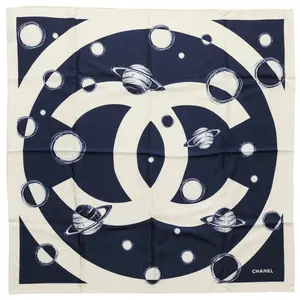 Pre-owned CHANEL Silk Small Leather Goods Coco Mark Planet Scarf