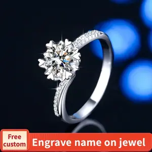 S925 Sterling Silver Swing Arm Snowflake Ring/2 Carat/ Synthetic Moissanite Ring fashion jewelry accessory woman girl promise ring-194