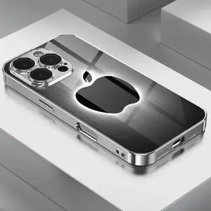 Premium black and gray lightning line design Apple theme electroplated reinforced glass mobile phone case,Suitable for iPhone 11,12, 13, 14, 15, 16,17 PIUS, Pro, and Promax