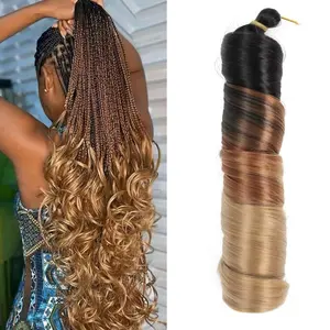 LushWave French Curl Braiding Hair – 4 Bundle Set 24 inch 150 grams