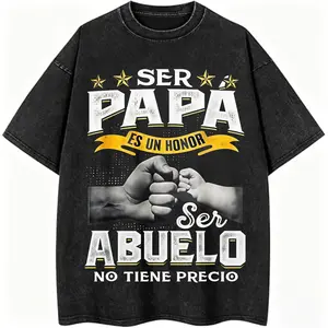Ser Papa Es Un Honor Ser Abuelo No Tiene Precio Spanish Father's Day Oversized T-Shirt Family Fist Bump Graphic Tee Casual Streetwear For Men Women
