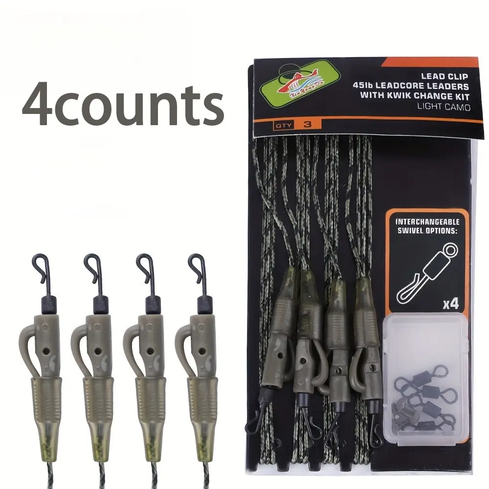 4-Piece Carp Fishing Set, Includes Fishing Line, Lead Clip, and Quick-Change Rotating Hook, Essential Gear for Carp Anglers, Fishing Tackle Kit, Carp Fishing Equipment