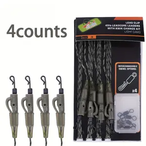 4-Piece Carp Fishing Set, Includes Fishing Line, Lead Clip, and Quick-Change Rotating Hook, Essential Gear for Carp Anglers