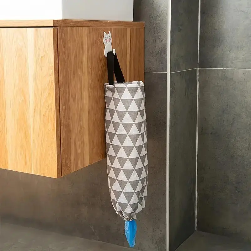 Simple Kitchen Wall Mounted Garbage Bag, Geometric Pattern, Versatile Hanging Storage Bag, Comes with 1 Hook, 1 Count