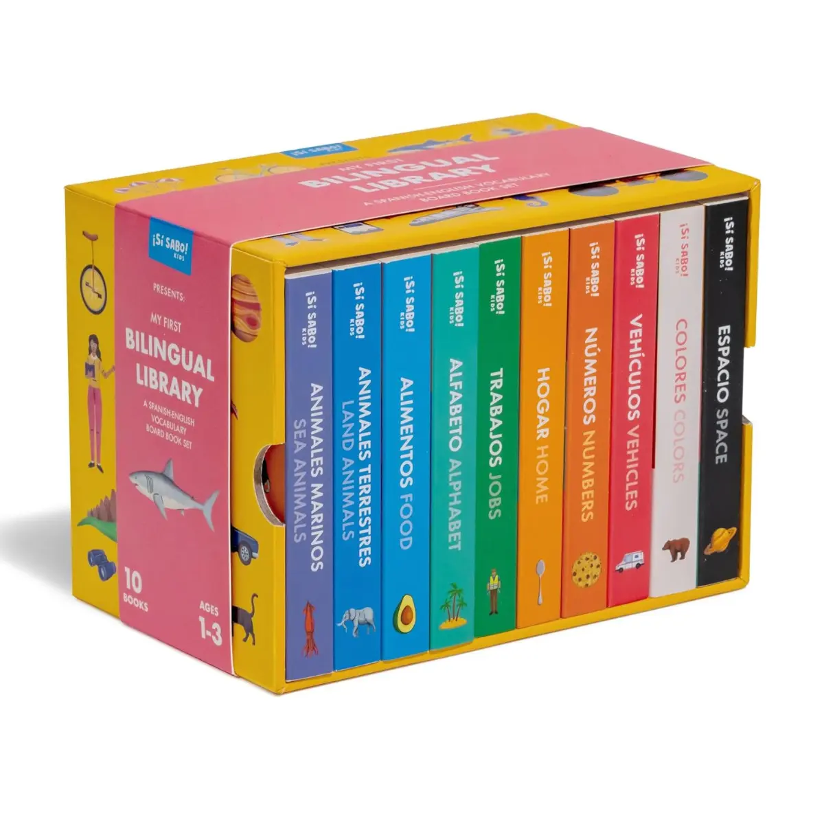 My First Bilingual Library – Spanish-English Vocabulary Board Book Set for Kids (Colors, Numbers, Animals & ABCs)