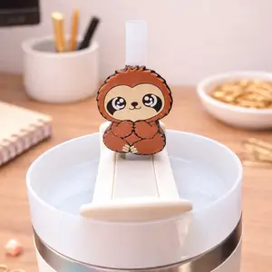 Cute Sloth Straw Topper for Tumblers - Reusable Cup Straw Charm, 3D Printed Drink Accessory, 2 size options