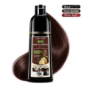 200ml 3-in-1 Gentle Dark Brown Hair Dye Shampoo Herbal Formula with Ginger Covers Gray Hair Natural Plant Hair Dye Shampoo Ginseng Haircare