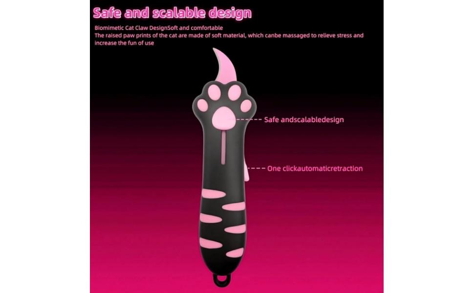 Cat Paw Box Cutter, 2026 New Retractable Cat Claw Knife Cute Cat Box Paper CutterPortable Cat Retractable Knife (black)