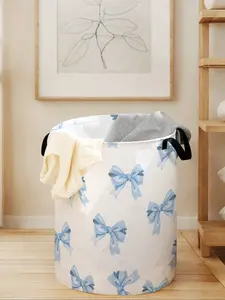 Durable Laundry Basket with Handle, Collapsible Laundry Hamper, Bow Print Design, Foldable Clothes Storage Bin, Large Capacity Toy Organizer for All Seasons