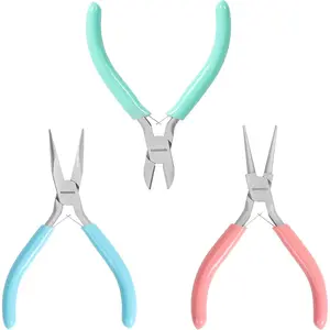 Jewelry Pliers Set, 3 Pack Jewelry Making Tool Kit Includes Mini Needle Nose Plier/Chain Nose Plier, Round Nose Plier and Wire Cutter for Jewelry Repair, DIY Crafts, Jewelry Making Supplies