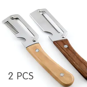 Wooden Handle Vegetable Peeler Heavy Duty Fruit Peeler with Sharp Blade for Potato Gourd Sugarcane Camping Outdoor Kitchen Essential Tool,summervibes