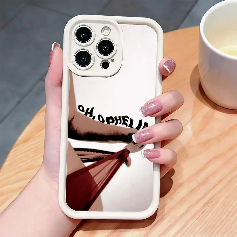 Dark red gauze phone case with a portrait hand design. Compatible with iPhone 17 Pro Max/16 Pro Max/15 Plus/14/13/12/11, TPU soft case. Compatible with Galaxy S26 Ultra/S25 Plus/S24/S23, Dopamine color. Compatible with Galaxy A54/A53/A33/A15.