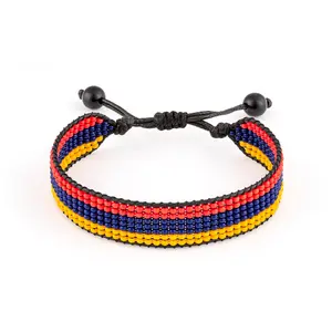 Armenia Flag Bracelet: Handmade, Adjustable String Beaded Wristband