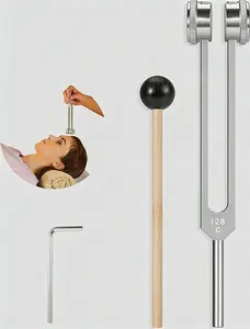128Hz Tuning Fork with Reflex Hammer | Aluminum Alloy Non-Magnetic Sound Healing Chakra Therapy Tool