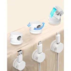6 Pack   Organizer, 360? Adjustable Cord Holder, No- Nano  Adhesive Cord Clips Charger  Management for Office Home Desk Phone  Wall Desktop Nightstand(White)
