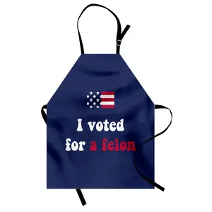 Trump Apron, I Voted for a Felon USA Winner Unisex Kitchen Bib with Adjustable Neck for Cooking Gardening and More, Standard Size, Indigo Dark Pink Lightweight Industrial