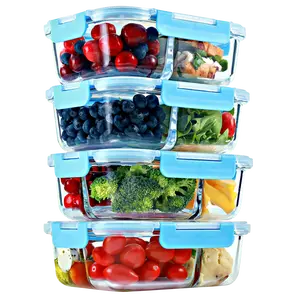 2 & 3 Compartment Glass Meal Prep Containers with BLUE Lids (4 Pack, 32 oz) Kitchen Reusable