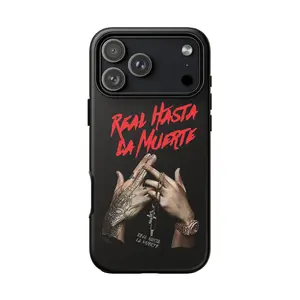 Real Hasta La Muerte Glossy Tough iPhone Case – Street Culture Loyalty Quote Tattoo Hands Design Phone Case for iPhone 7–17 Pro Max