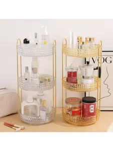 Transparent Diamond Texture Multi-Layer Rotating Storage Rack, Multi-Functional Organizer for Kitchen and Living Room, Home Storage Solution