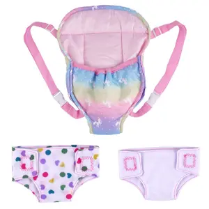 BABESIDE Baby Doll Accessories, Doll Carrier with 2 Doll Diapers – Baby Dolls Accessories Set for 12-15 Inch Dolls, Pretend Play Gift for Girls