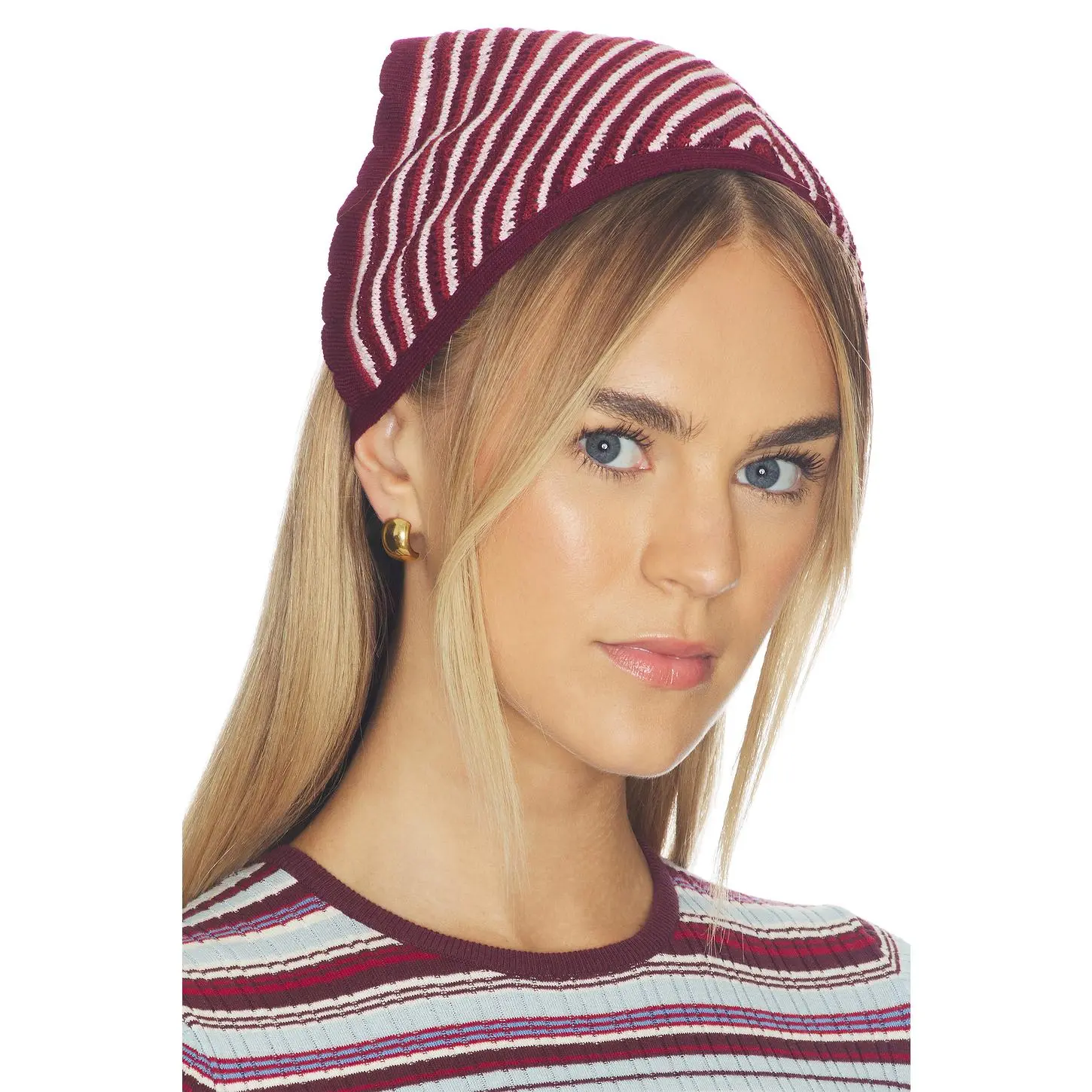 De Rococo Crochet Bandana in Burgundy & Light Pink