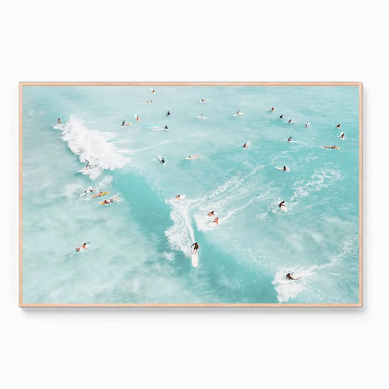 Aerial Surfers Beach Print Boho Coastal Ocean Wall Art Summer Home Decor X