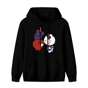 Viral TikTok Sanrio Hello Kitty and Spider-Man spidermans hello kitty kissing Couple Print Hoodie Soft Casual Graphic Sweatshirt, Stylish Matching Outfit for Daily & Street Wear