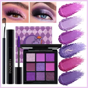 3-Piece Eye Makeup Set, 9-Color Hippo Eyeshadow Palette, Mascara 7ML, High Pigment, Perfect for Parties and Events