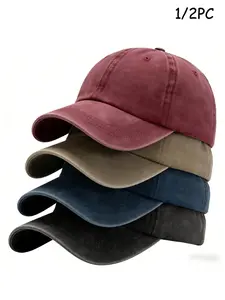 1 PC/2 PC Vintage Washed Vintage Look Baseball Cap, Fashionable Dad Hat, Adjustable Breathable Snapback, Suitable for Beach Vacation, Travel, Daily Wear, 9+ Years