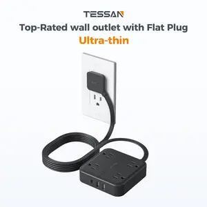 SummerGarden TESSAN Flat Plug Surge Protector Power Strip, 30W Fast Charging Station with 4 AC Outlets & 4 USB-C Ports, 5FT Flat Extension Cord, Wall Mount for Home, Office & Dorm