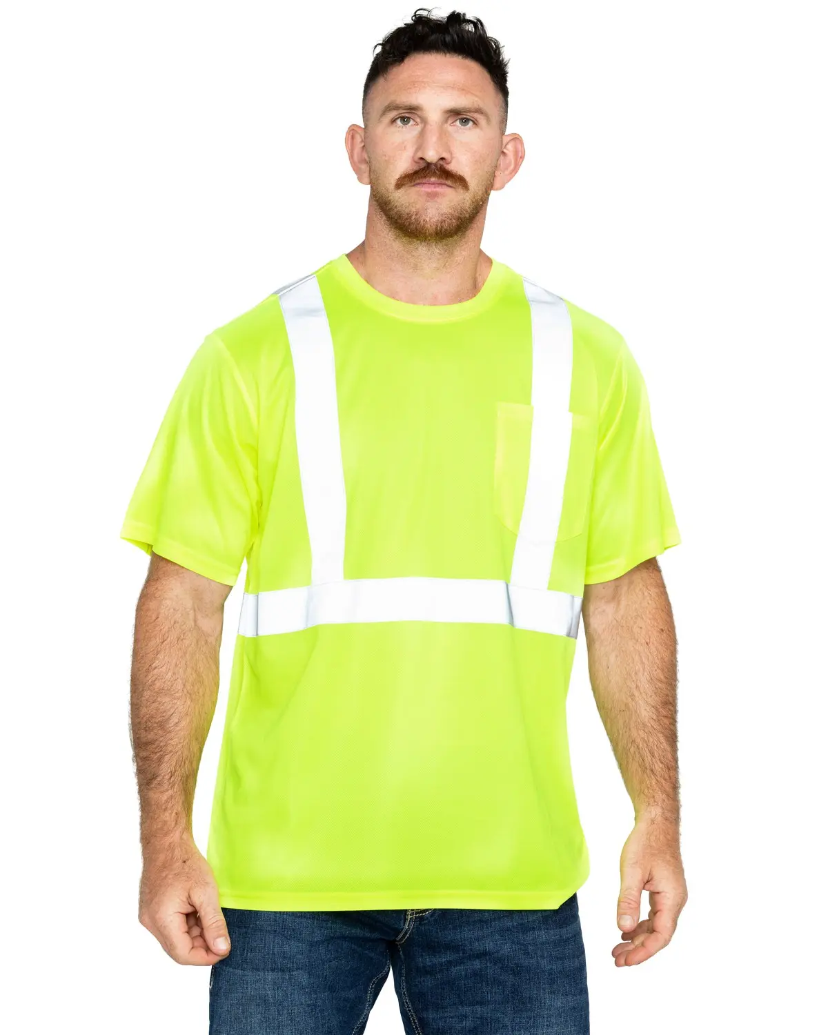 Hawx Men's Men'S Short Sleeve Reflective Work Tee Big And Tall - Hhv827x-Ylw