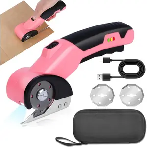 , 4.2V 2000mAh Mini Cardboard, Effortless Cutting with LED Light & Safety Lock 2 Blades Box for Carpet Carton Cloth