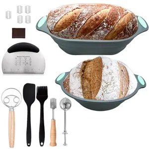 Sour bread fermentation set includes a complete set from fermentation to bread, sour bread fermenter, silica gel fermentation basket, Danish dough beater, dough scraper, bread cutter and other sour bread baking supplies.