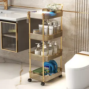 Multi-Tier Rolling Cart Storage Rack, Kitchen Floor Stand, Bedroom Snack Organizer, Bathroom Toilet Paper Holder, Space-Saving Design