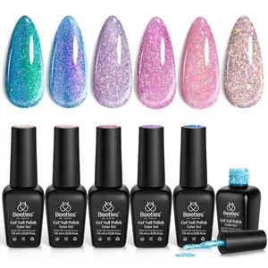 Beetles Glitter Gel Nail Polish Set - Sparkle Pink Purple Blue Gel Polish Chameleon Crushed Diamond Multifunction Soak off Uv Nail Gel DIY Manicure Fall Nail Halloween Nail Black Friday Winter Nail Christmas Gift