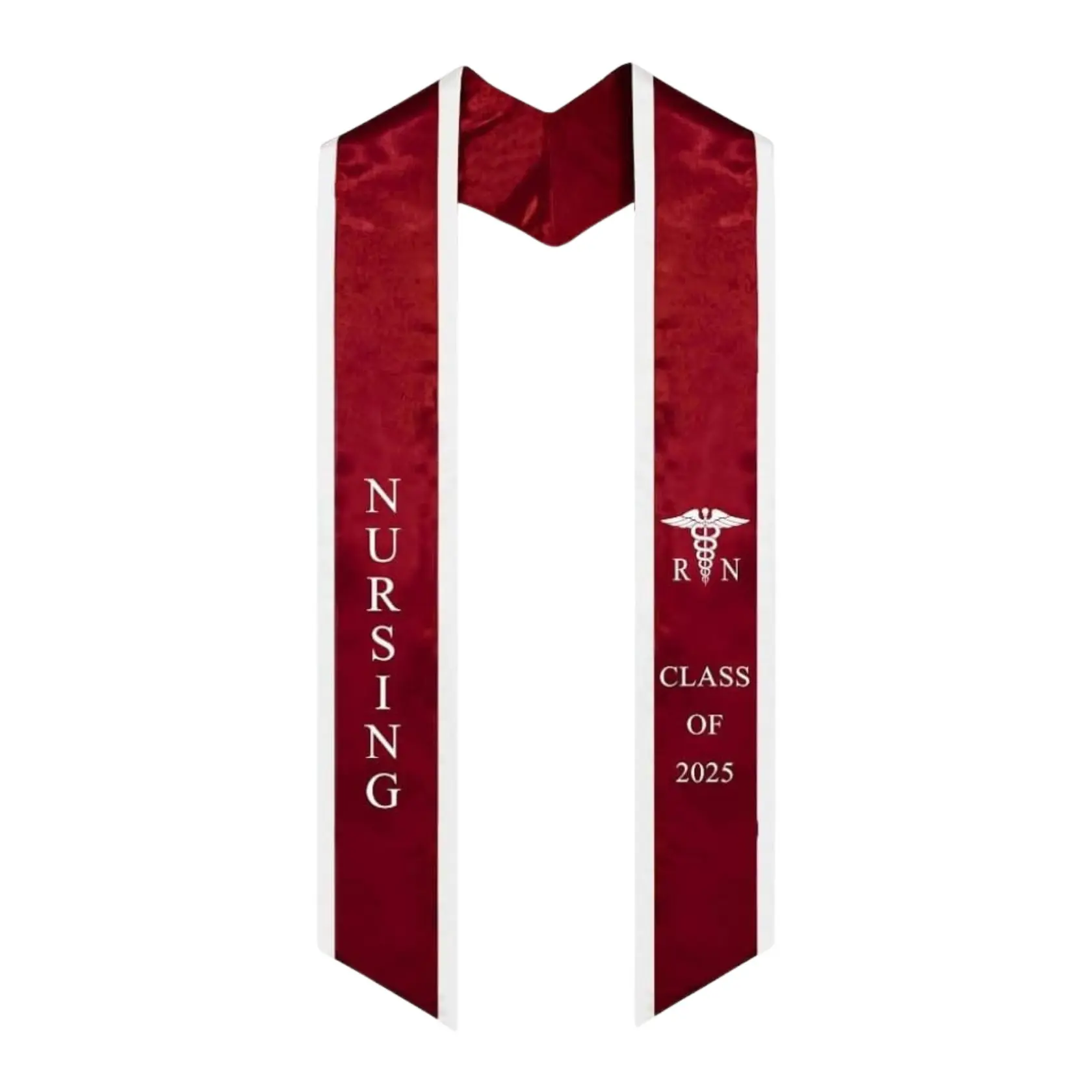 Ovaltag Nurse Graduation RN Stole Nursing Graduate Sash Nurses School Stoles Gift Class of 2025 with Medical logo (Burgundy with White Trim)