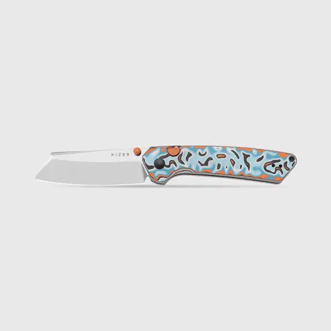 Kizer Madrac Button Liner Lock 14C28N Steel Micarta With Vortex Pattern Handle V3693BSA2, Outdoor Camping EDC for Men