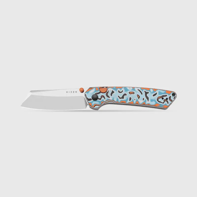 Kizer Madrac Button Liner Lock 14C28N Steel Micarta With Vortex Pattern Handle V3693BSA2, Outdoor Camping EDC for Men