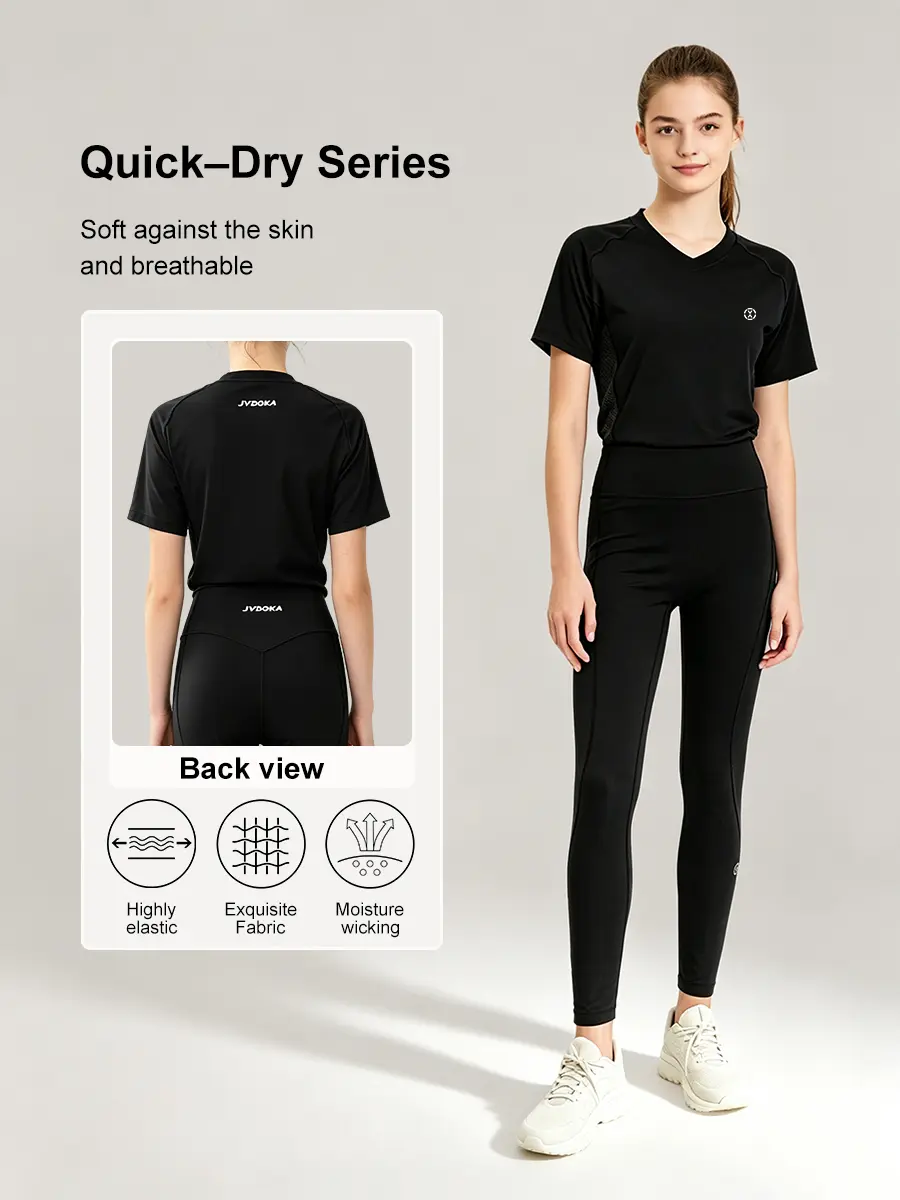 Short-sleeved high-waisted long pants set-Seamless BJJ,Fightwear  Pants  –  Waistband Enhanced Quick-Dry Tummy Control All-Season Wear
