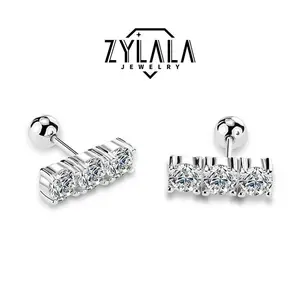 [193]  Synthetic Moissanite Stud Earrings 1Pair 0.6ct*2 925 Sterling Silver Women's Jewelry Gift Choice with Certificate&Gift Box