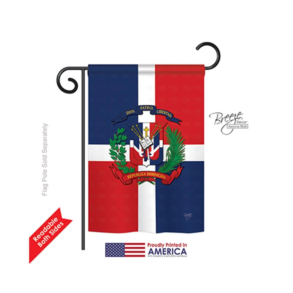 Breeze Decor 58156 Dominican Republic 2-Sided Impression Garden Flag - 13x18.5 in., Outdoor Home Improvement Garden Decor, Garden Theme Flags